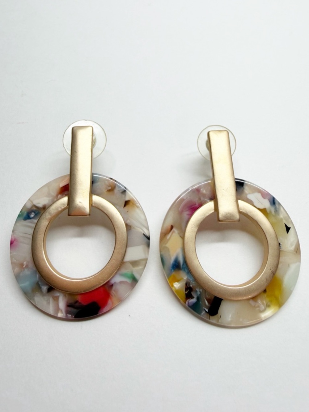 C&C California Speckled Multicolor Drop Hoop Earrings